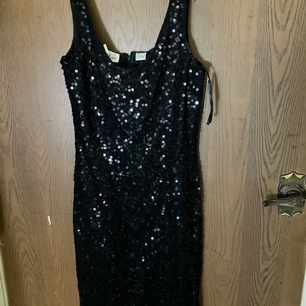 Laurence Kazan NWT Black Sequin Knee Length Dress - Size S
